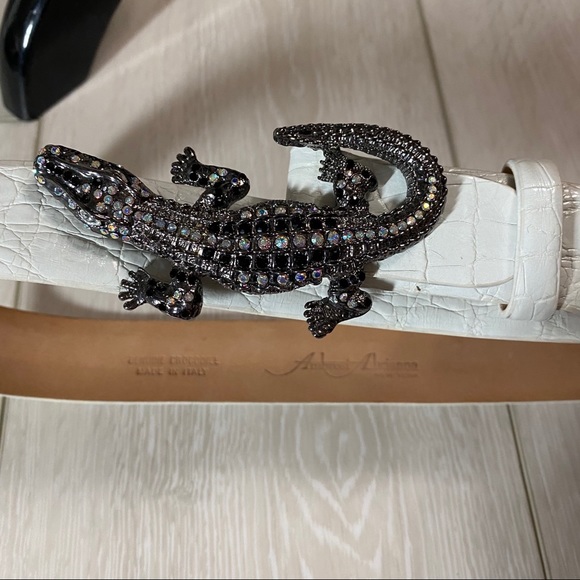 Ambrosi Abrianna white crocodile leather belt XS - Picture 3 of 16
